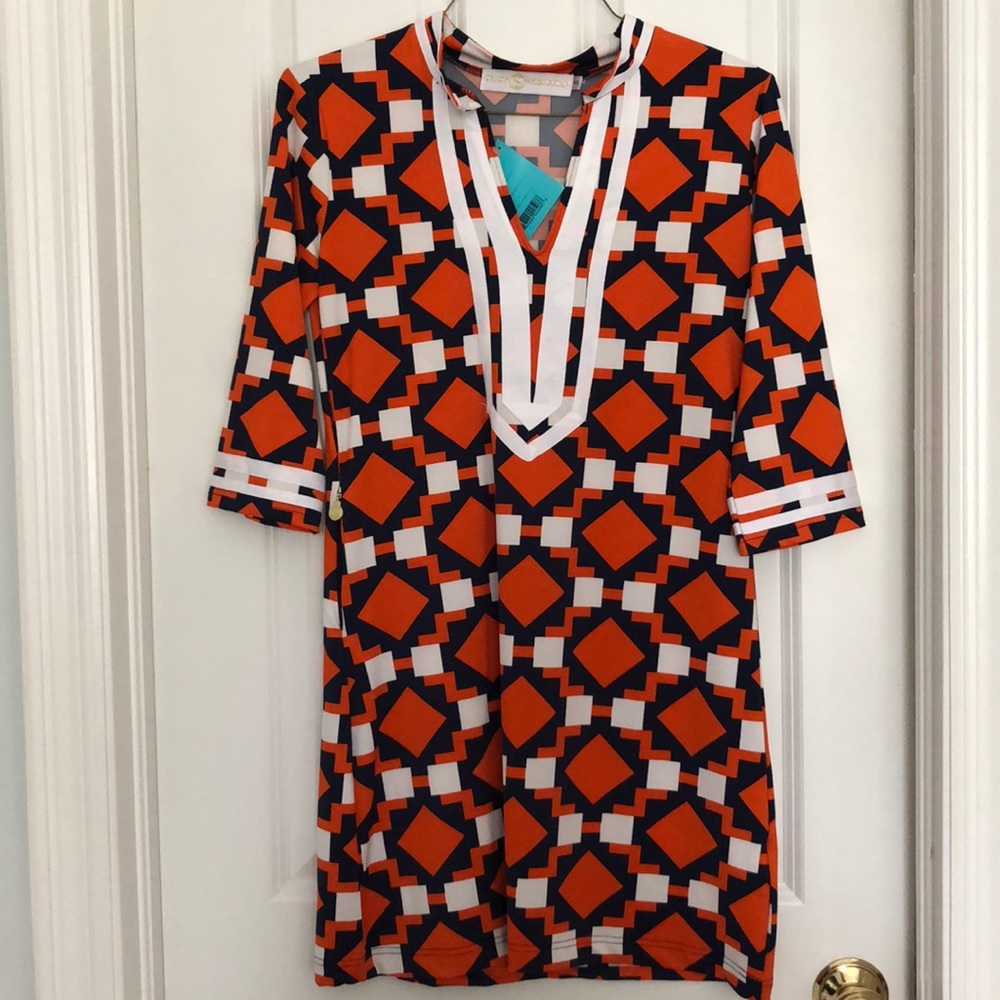 Tracy Negoshian blue/orange dress